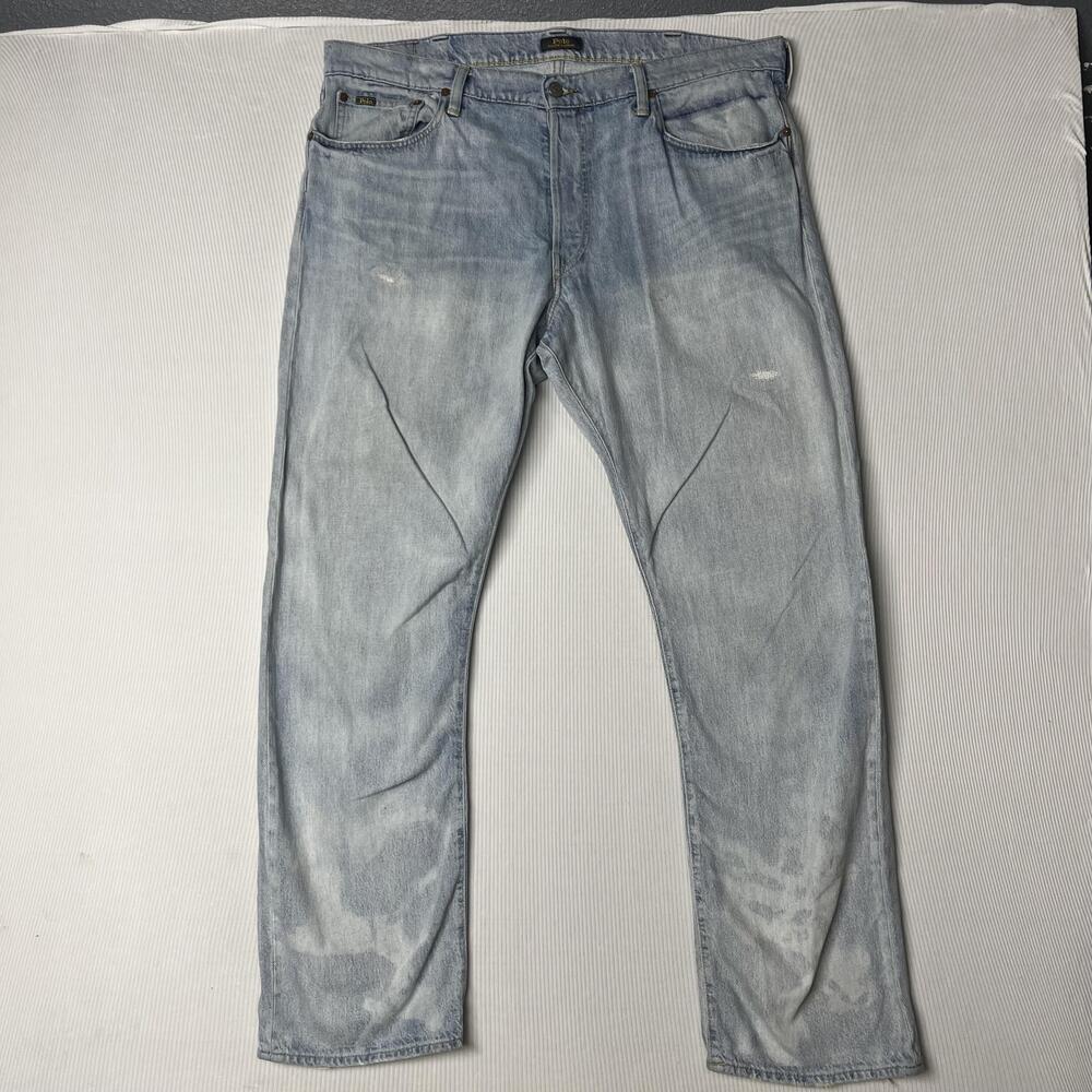 Polo Ralph Lauren Jeans Mens 38x32 Blue Light Wash Classic Fit Straight Denim